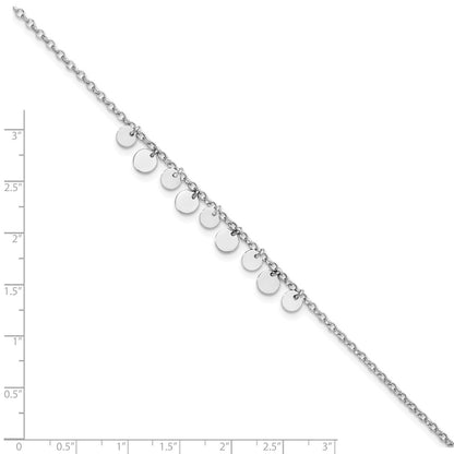 Sterling Silver Rhodium-Plated W/ 1.5in Anklet
