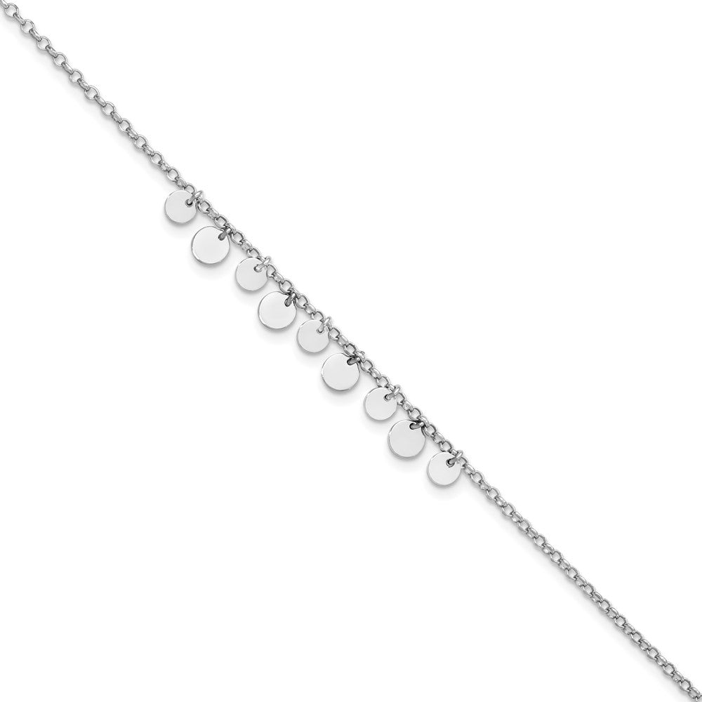 Sterling Silver Rhodium-Plated W/ 1.5in Anklet