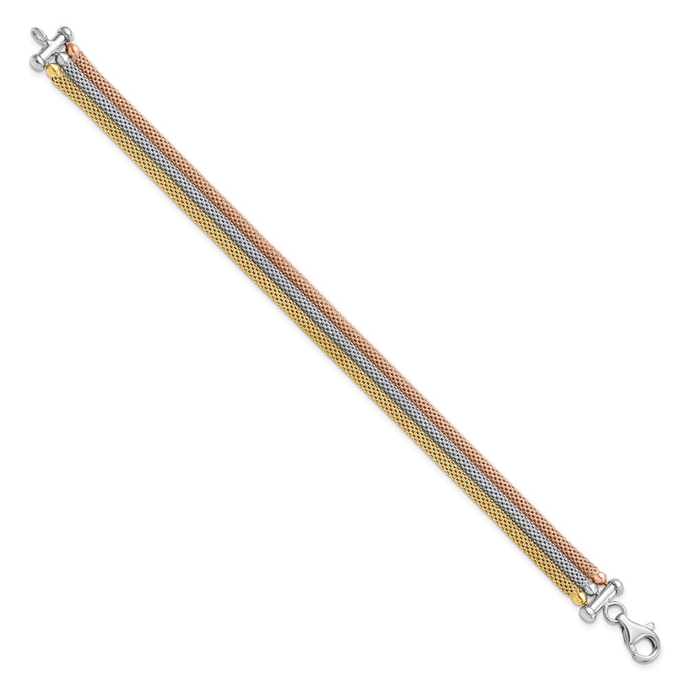 Sterling Silver Rose And Yellow Gold Plated W/ Rhodium Pl Bracelet