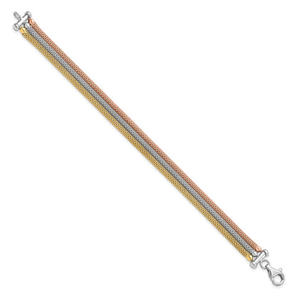 Sterling Silver Rose And Yellow Gold Plated W/ Rhodium Pl Bracelet