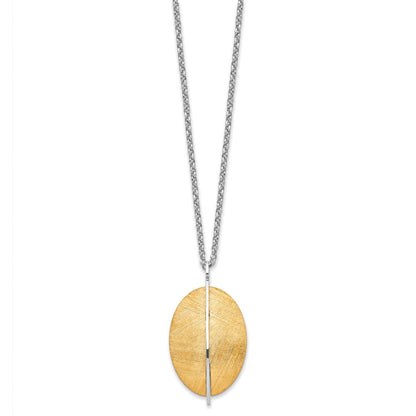 Sterling Silver Radiant Essence Ss Rhod Pl Gold Tone Brushed 2In Ext. Necklace