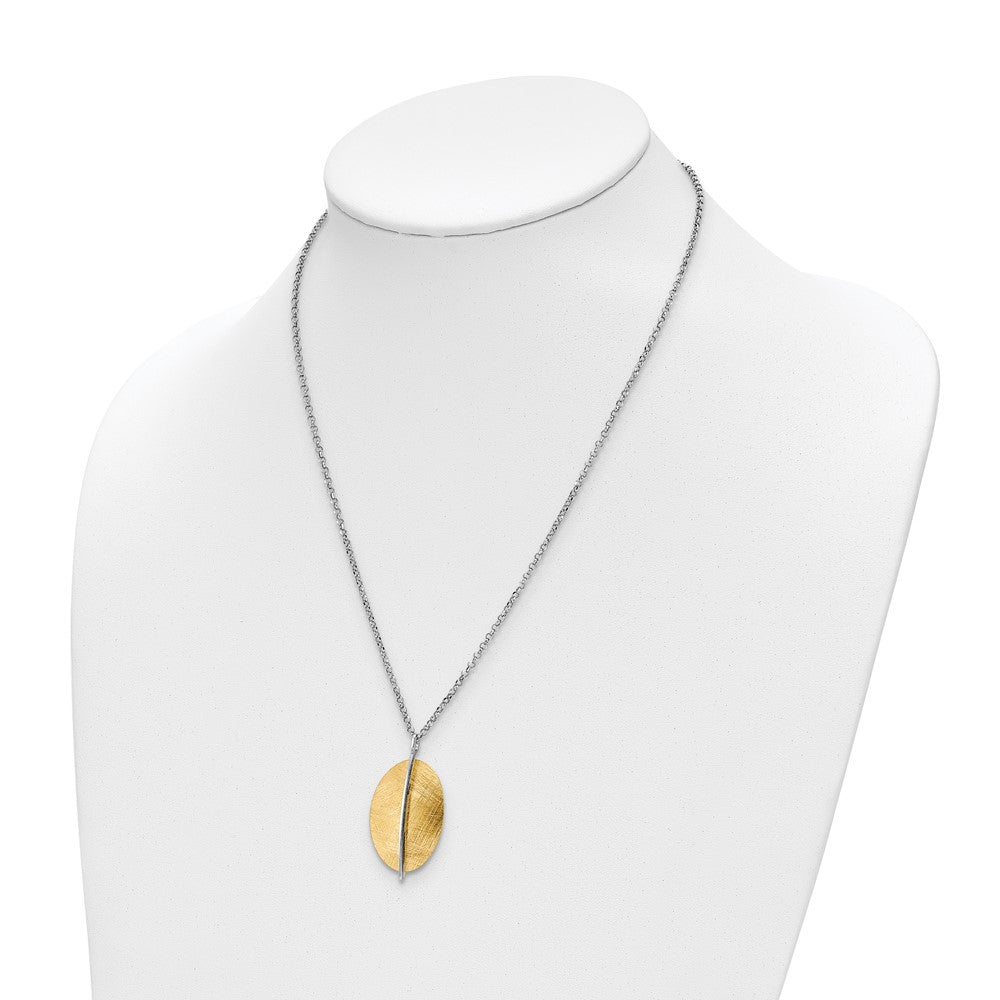 Sterling Silver Radiant Essence Ss Rhod Pl Gold Tone Brushed 2In Ext. Necklace