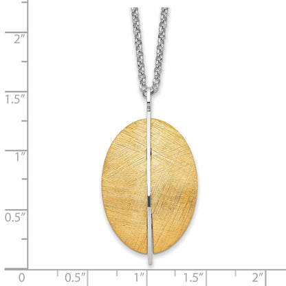 Sterling Silver Radiant Essence Ss Rhod Pl Gold Tone Brushed 2In Ext. Necklace