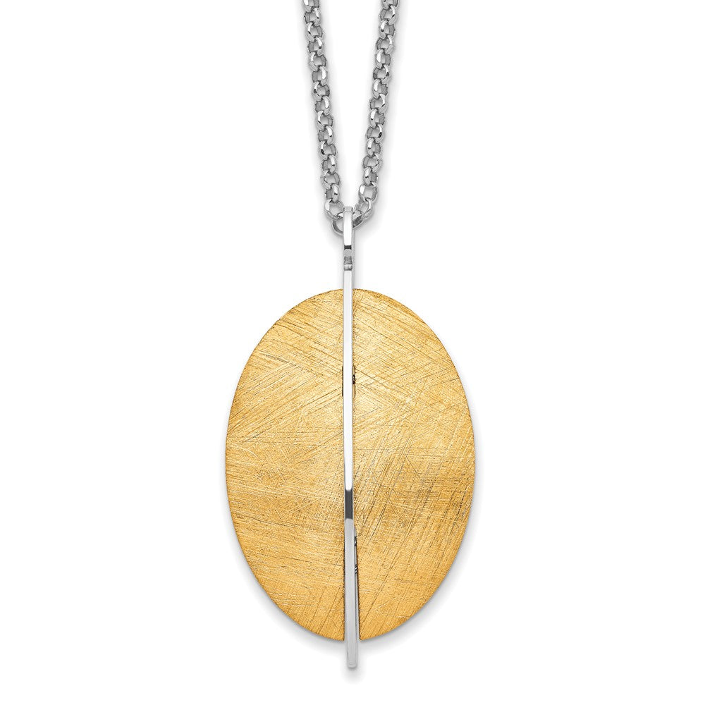 Sterling Silver Radiant Essence Ss Rhod Pl Gold Tone Brushed 2In Ext. Necklace