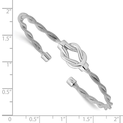 Sterling Silver Rhodium Plated Twisted Cuff Bangle