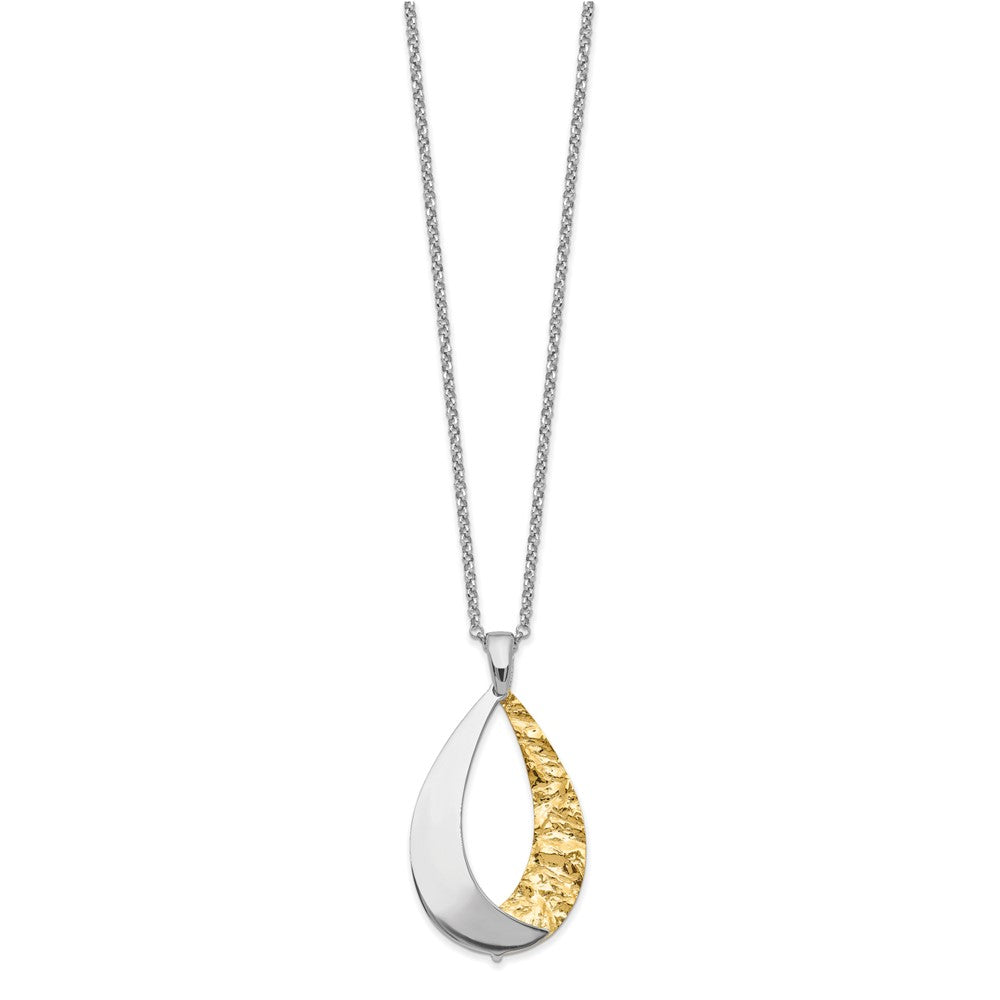 Gold Plated Sterling Silver Rh Plate D/C 18In Plus 1In Ext Necklace