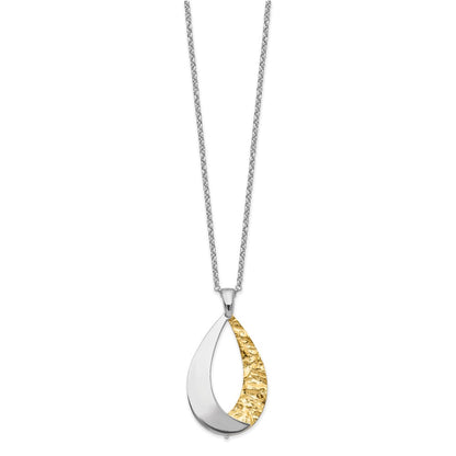 Gold Plated Sterling Silver Rh Plate D/C 18In Plus 1In Ext Necklace