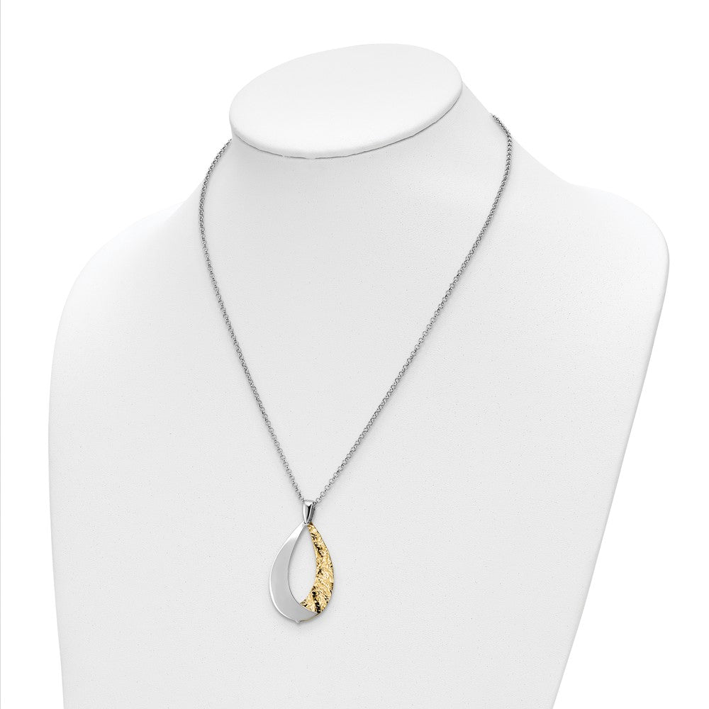 Gold Plated Sterling Silver Rh Plate D/C 18In Plus 1In Ext Necklace