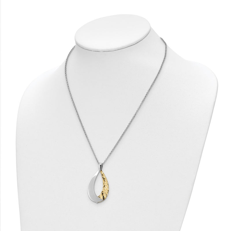 Gold Plated Sterling Silver Rh Plate D/C 18In Plus 1In Ext Necklace