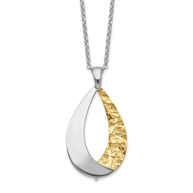Gold Plated Sterling Silver Rh Plate D/C 18In Plus 1In Ext Necklace