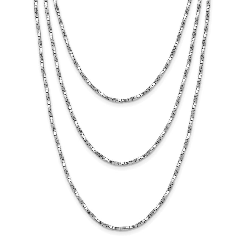 Sterling Silver Rh Pl Multi Layer Twisted Box 2 In Ext. Necklace