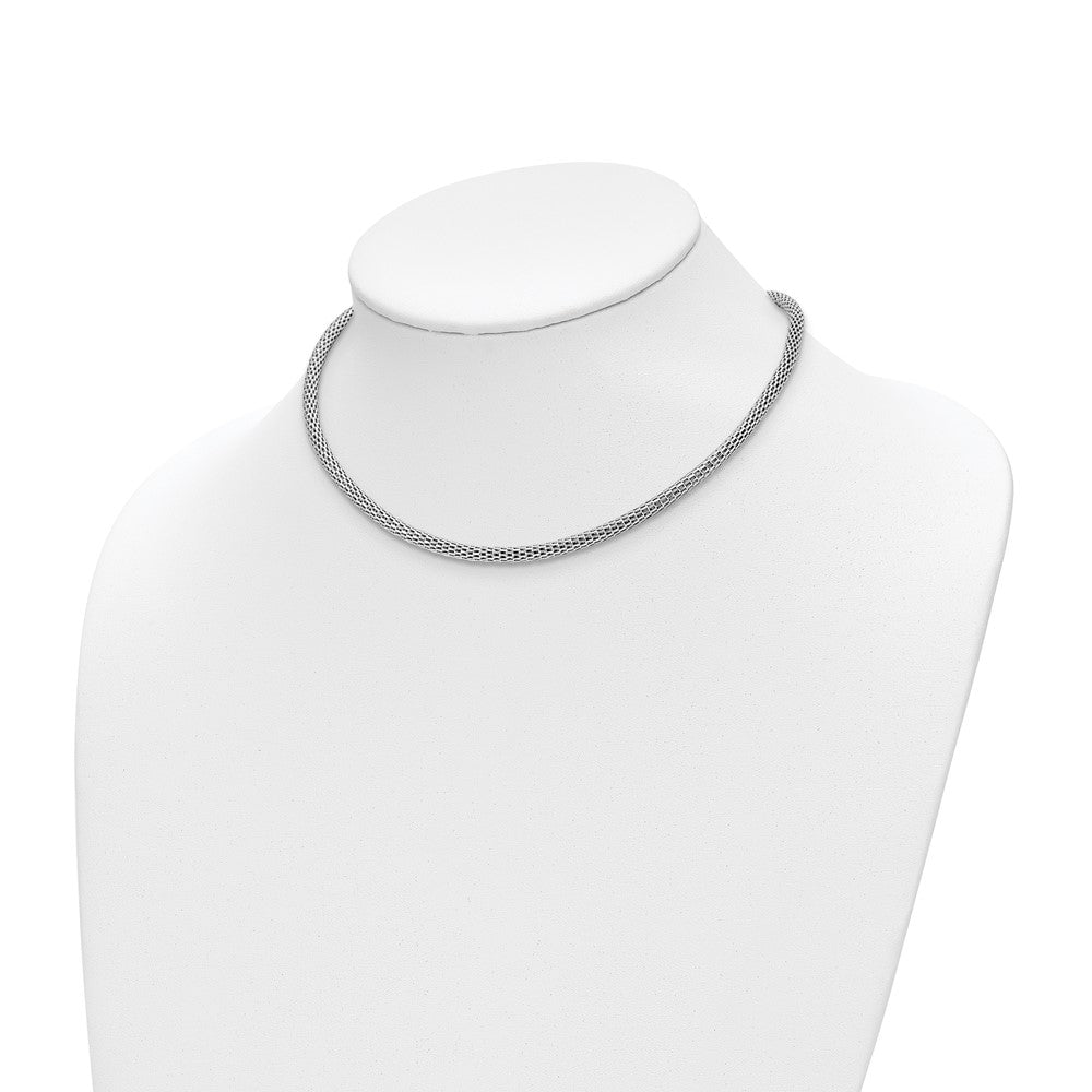 Sterling Silver Rhodium Plated W/ 2In Ext Choker Necklace