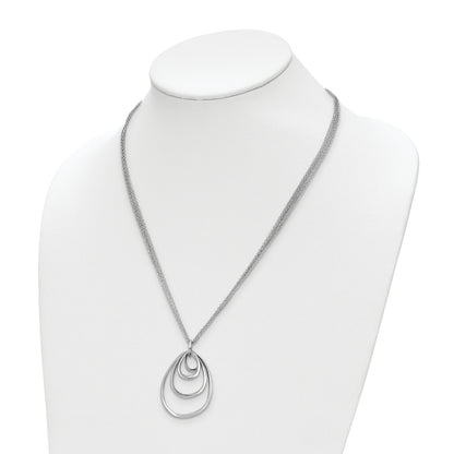 Sterling Silver Rhodium Plated Multi Strand W/ 2In Necklace
