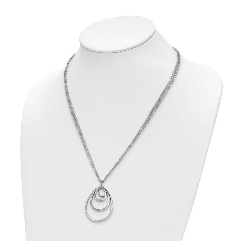 Sterling Silver Rhodium Plated Multi Strand W/ 2In Necklace