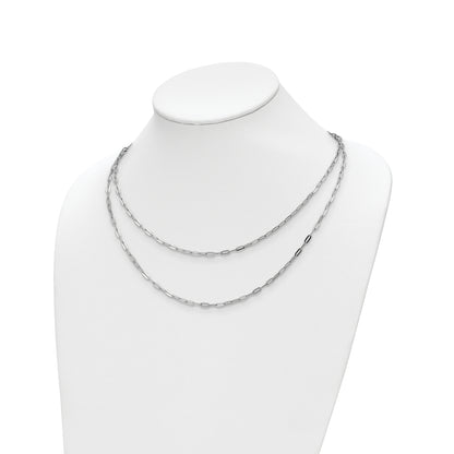 Sterling Silver Rhodium Plated Multi Strand W/ 2In Ext. Necklace