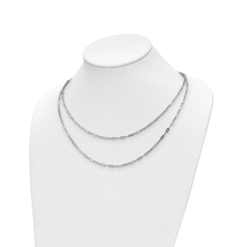 Sterling Silver Rhodium Plated Multi Strand W/ 2In Ext. Necklace