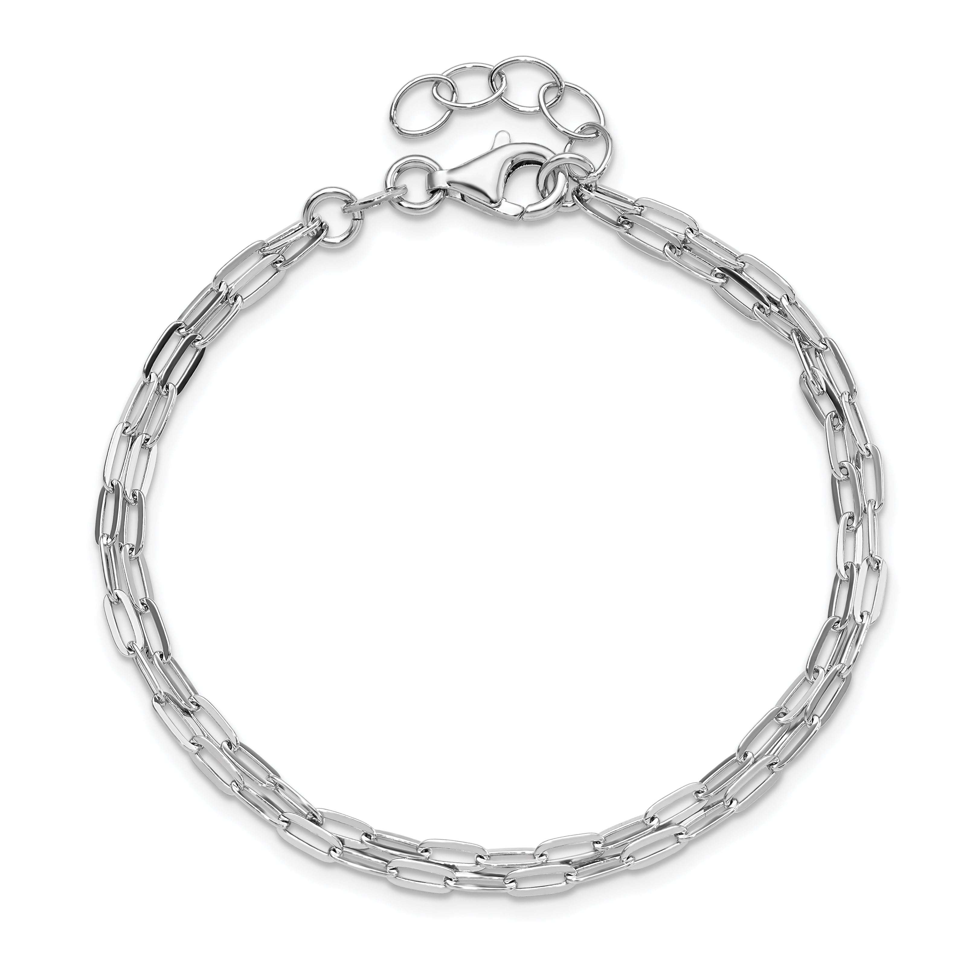 Sterling Silver Rhodium Plated Multi Strand W/ 1In Bracelet