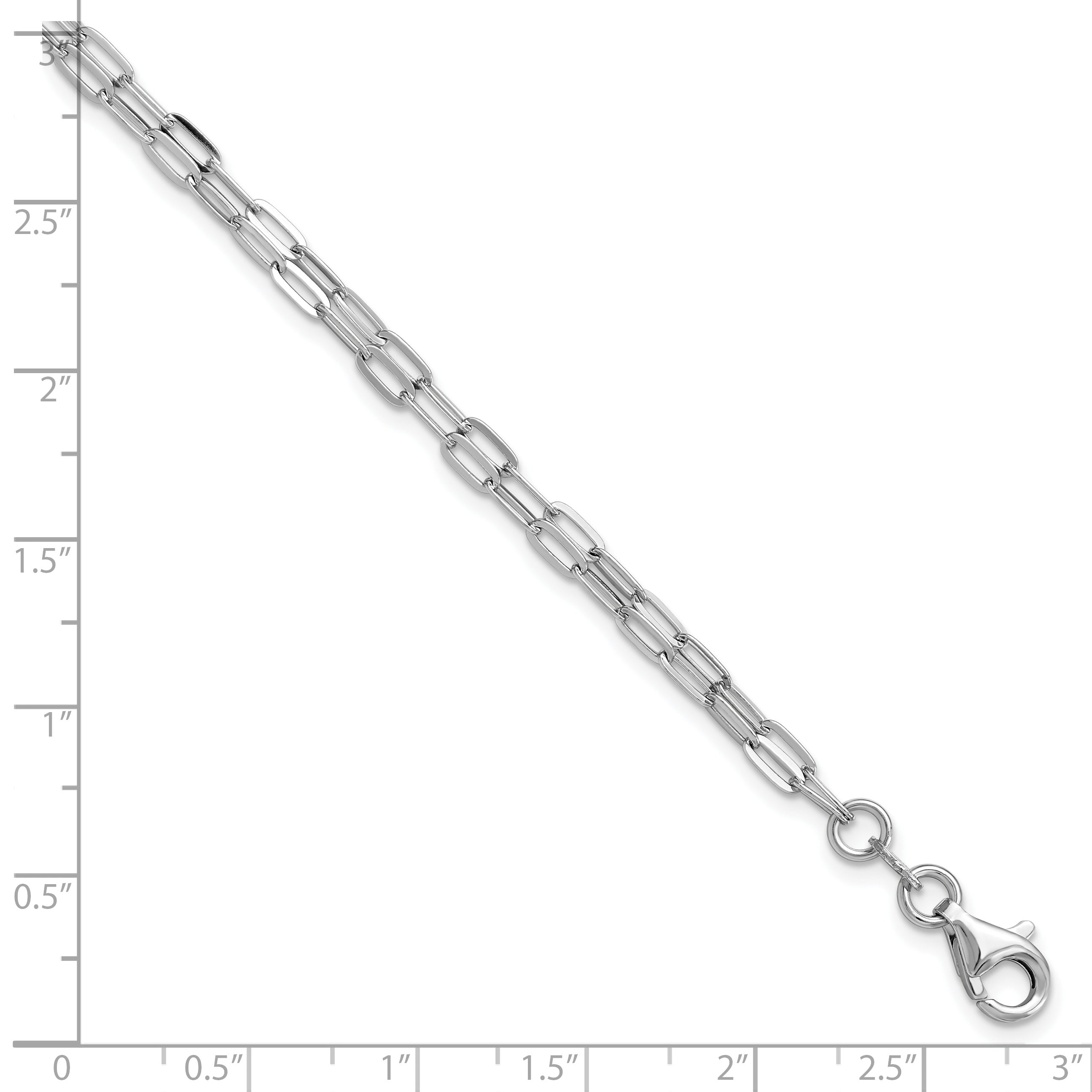 Sterling Silver Rhodium Plated Multi Strand W/ 1In Bracelet