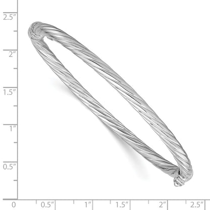Sterling Silver Rhodium Plated Twisted Bangle