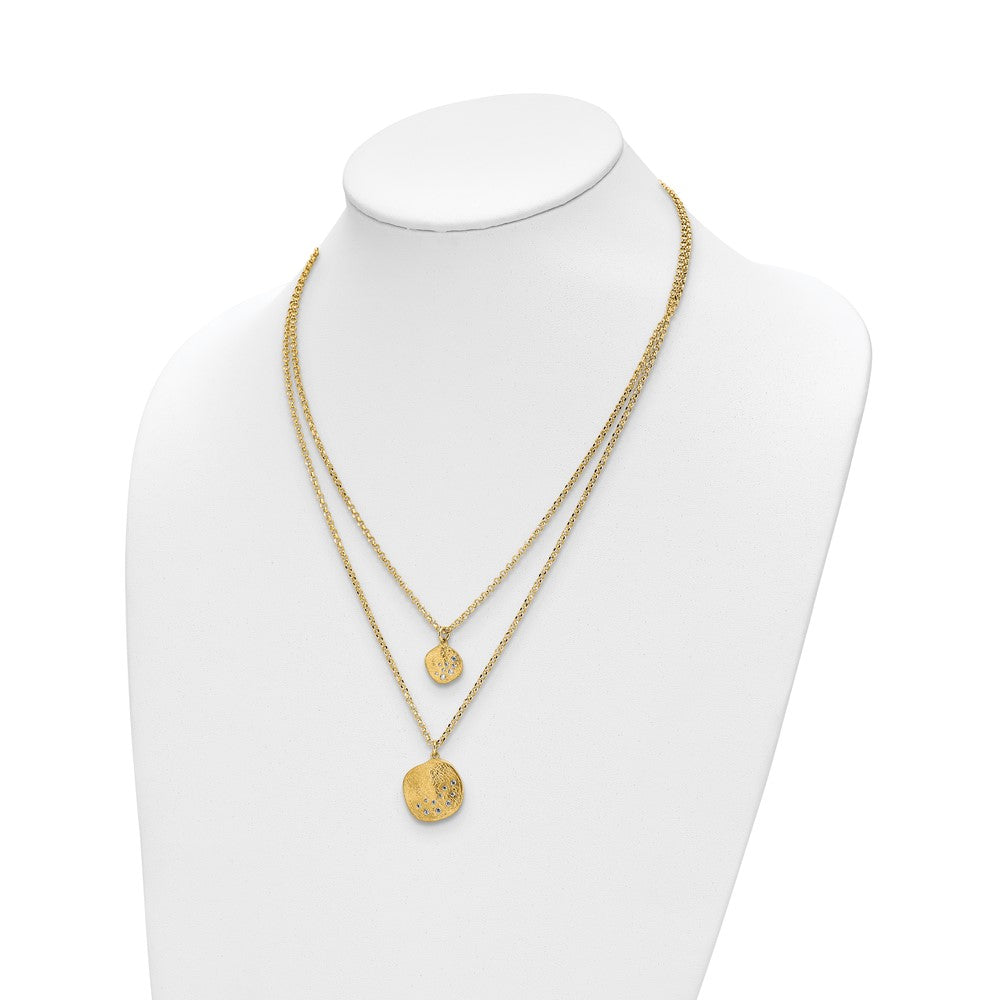 Gold Plated Radiant Essence Ss Pl Cz Brushed 2 Strand W/ 1.75 Ext. Necklace