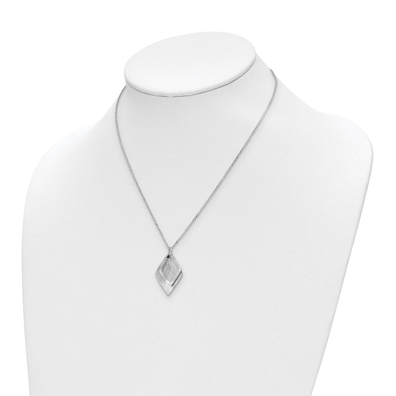 Sterling Silver Radiant Essence Ss Rhodium Plated Brushed W/ 1.5In Ext. Necklace