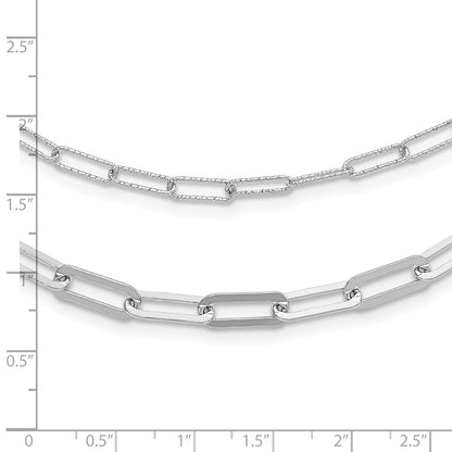 Sterling Silver Rhodium Plated Multi Layer W/ 2In Ext Necklace