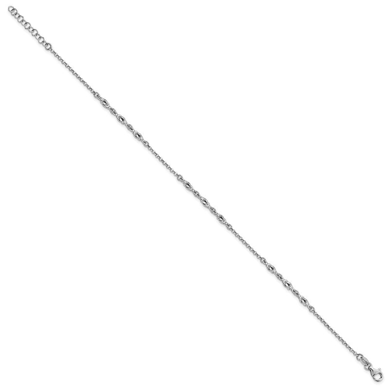 Sterling Silver Rhodium-Plated W/ Ext Chain Anklet