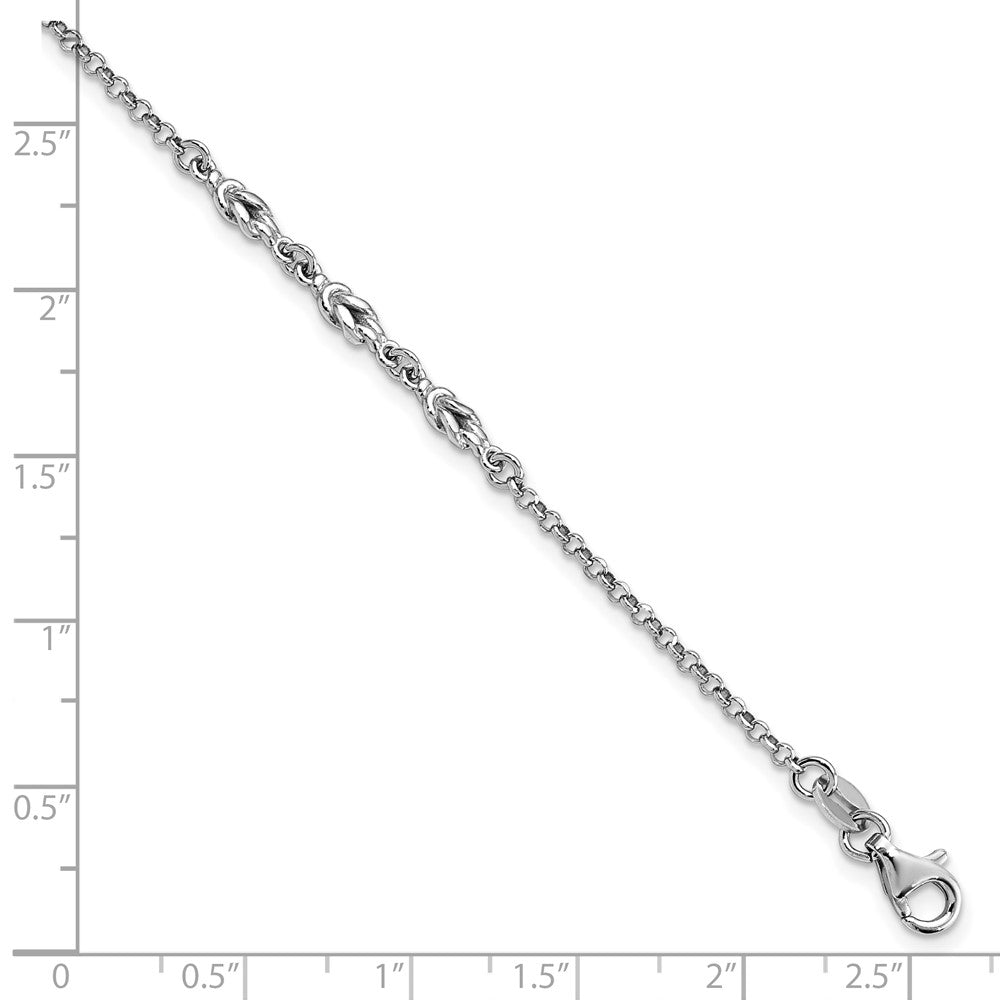 Sterling Silver Rhodium-Plated W/ Ext Chain Anklet