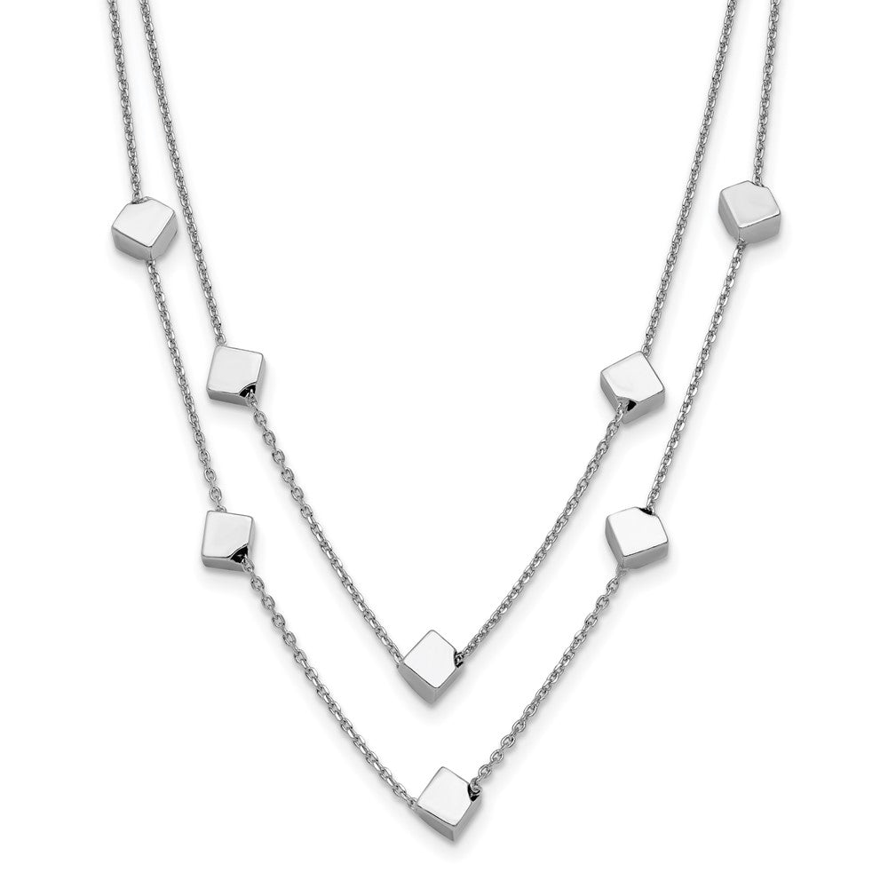 Sterling Silver Rhod Pl Multi Strand Beaded W/ 2In Ext. Necklace