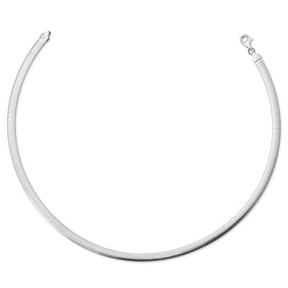 Sterling Silver Rhod Plated Polished Textured Reversible Necklace