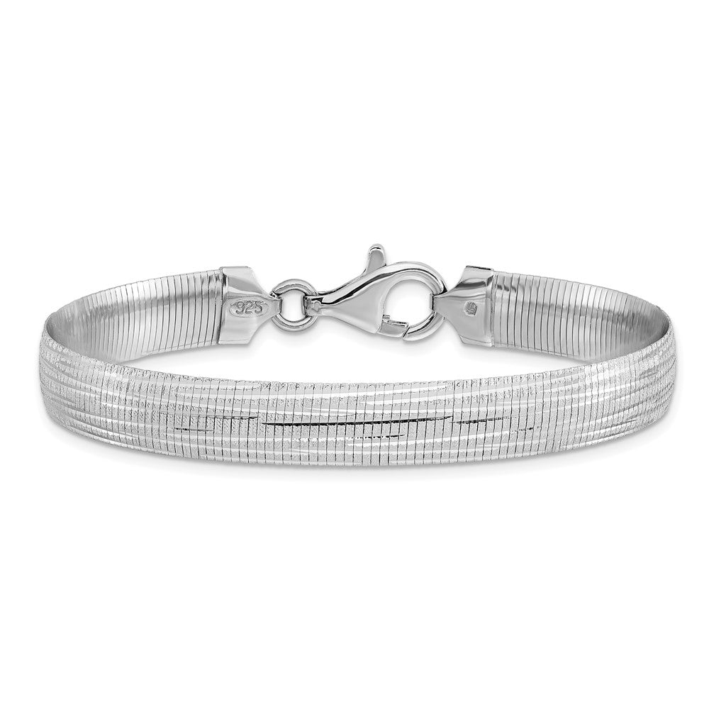 Sterling Silver Rhod Plated Polished Textured Reversible Chain Bracelet