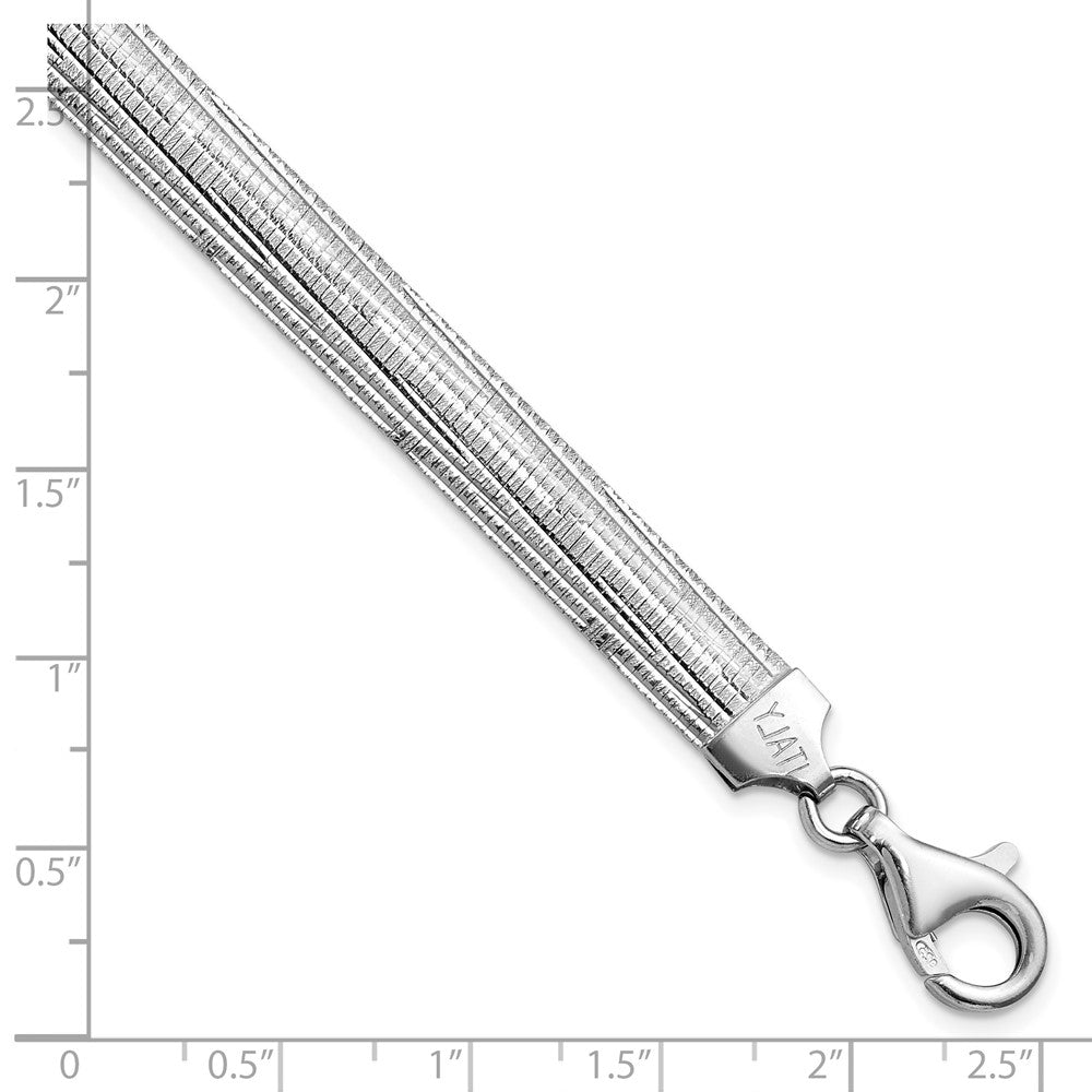 Sterling Silver Rhod Plated Polished Textured Reversible Chain Bracelet