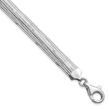 Sterling Silver Rhod Plated Polished Textured Reversible Chain Bracelet