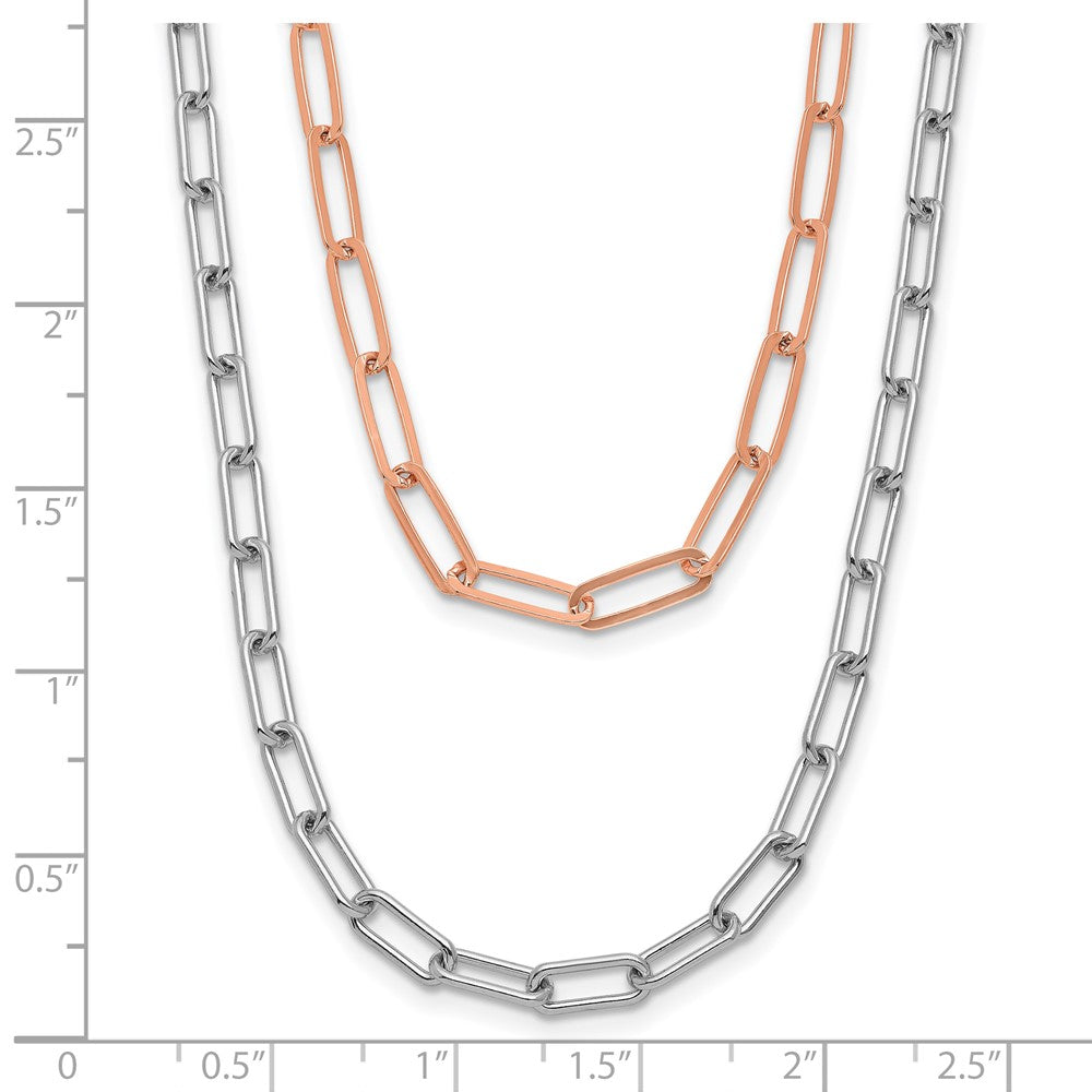 Sterling Silver Rh P Rose Tone 2 Strand With 1.25In Ext. Necklace