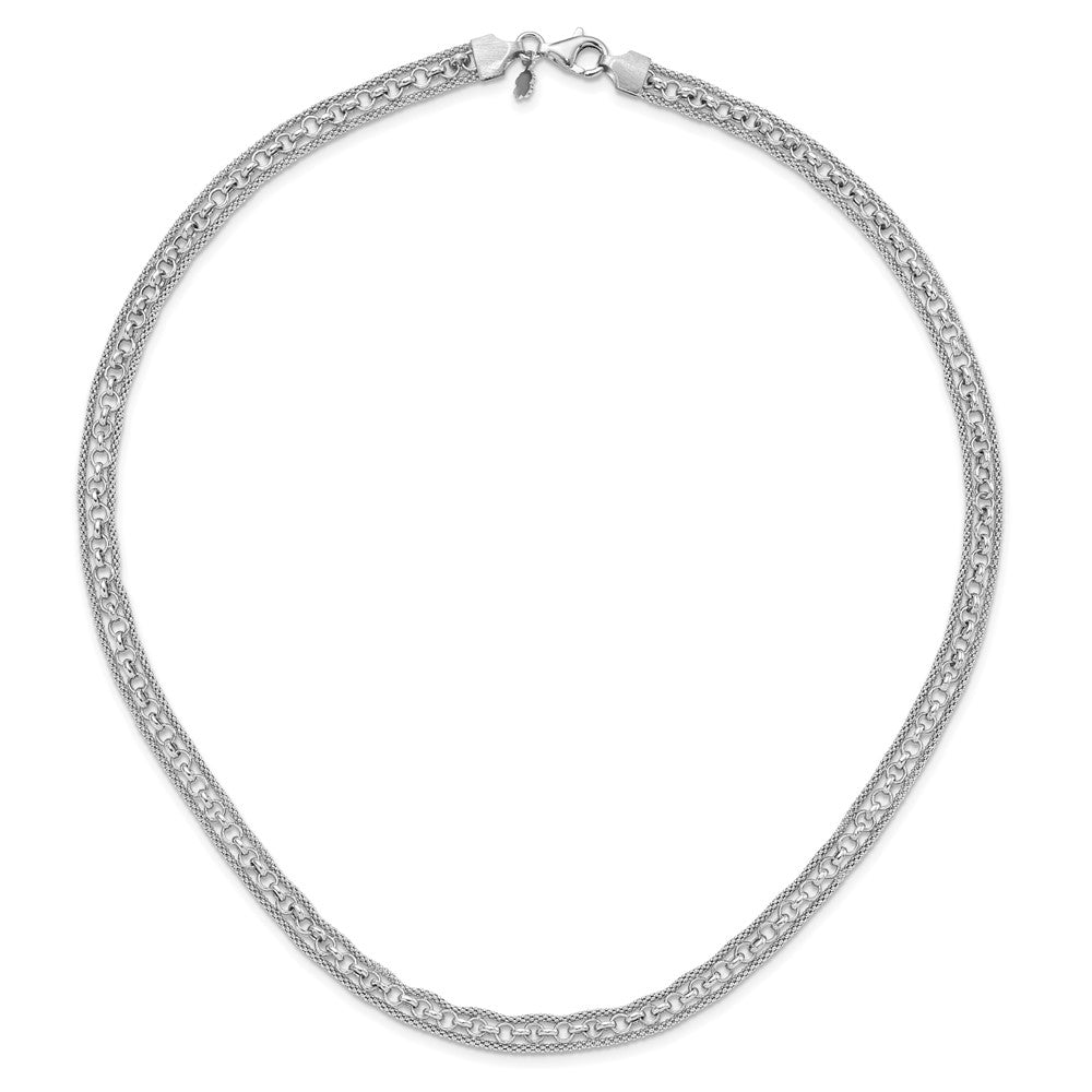 Sterling Silver Rhodium Plated Polished Fancy Necklace