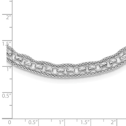 Sterling Silver Rhodium Plated Polished Fancy Necklace