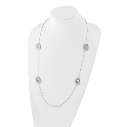 Sterling Silver Rhodium Plated Etched Circles Necklace