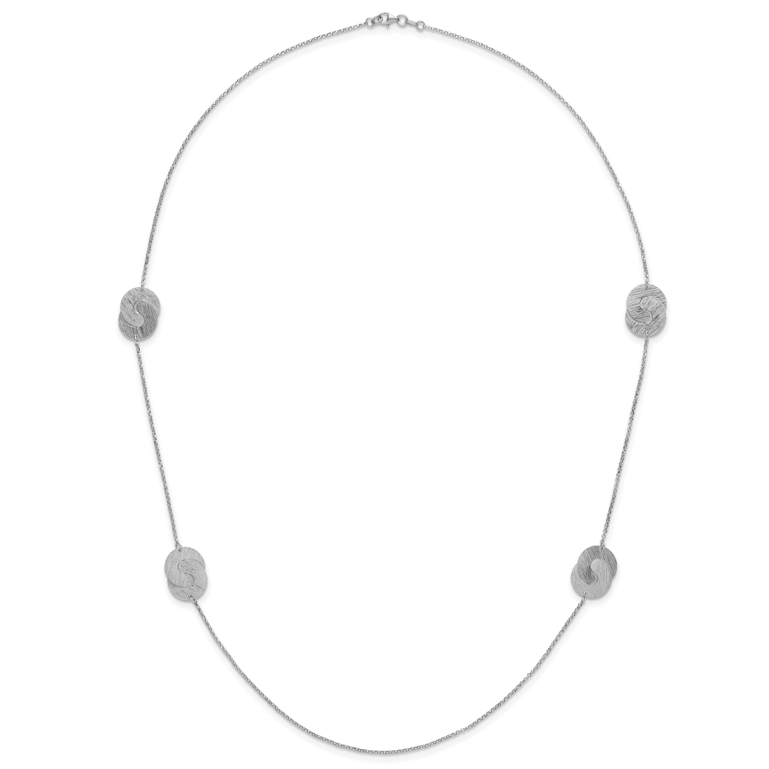 Sterling Silver Rhodium Plated Etched Circles Necklace