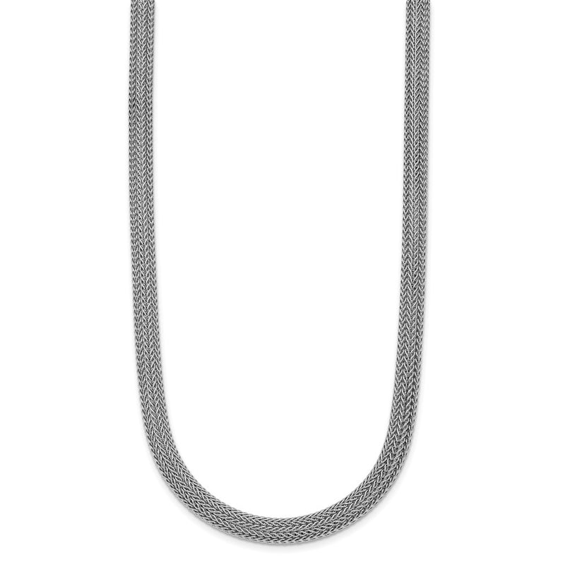 Sterling Silver Rhodium Plated Polished Mesh Woven Chain Necklace