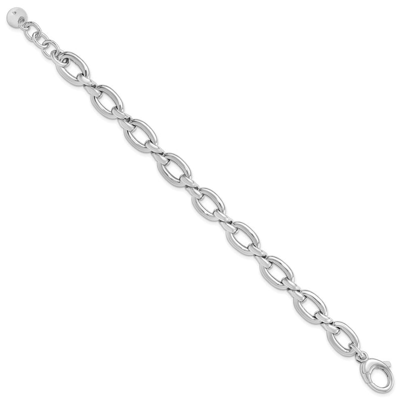 Sterling Silver Rh Plate Polished With .75In Ext. Link Bracelet