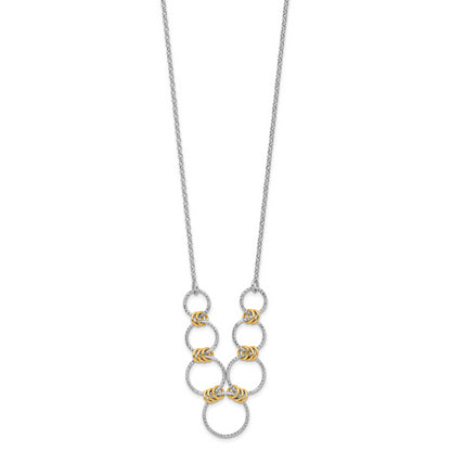 Sterling Silver Rh/Gold Plt Dia. Cut Circles With 2In Ext Necklace