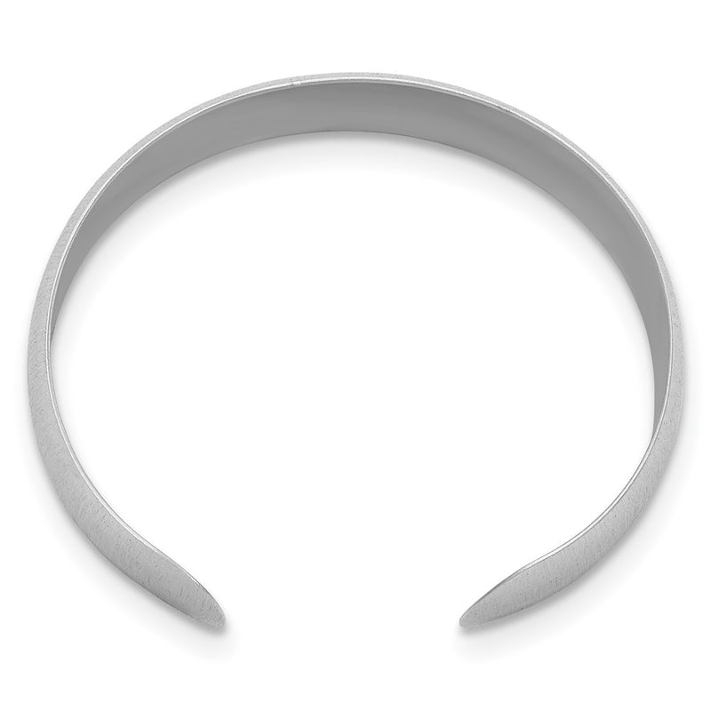 Sterling Silver Rhodium Plated Brushed Cuff Bangle