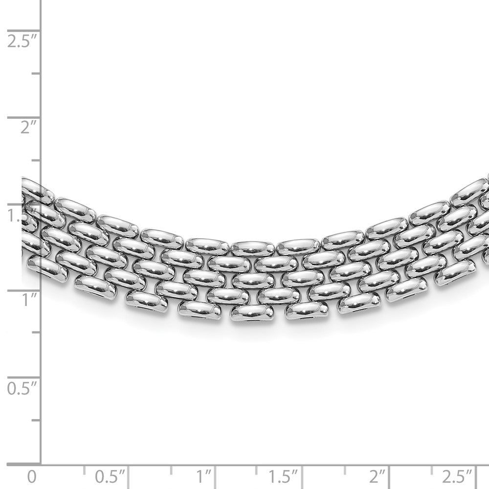 Sterling Silver Rhodium Plated Polished Fancy Link Necklace