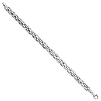 Sterling Silver Rhodium Plated Polished Fancy Link Bracelet