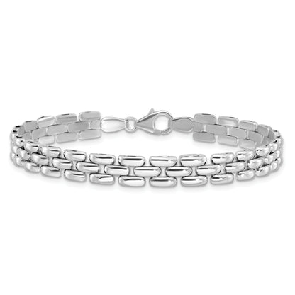 Sterling Silver Rhodium Plated Polished Fancy Link Bracelet
