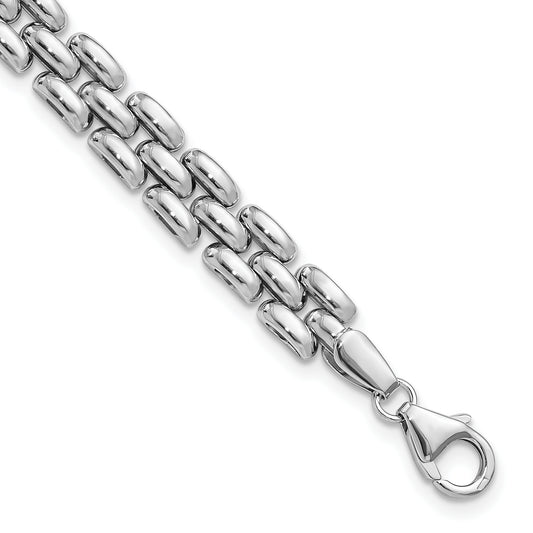 Sterling Silver Rhodium Plated Polished Fancy Link Bracelet