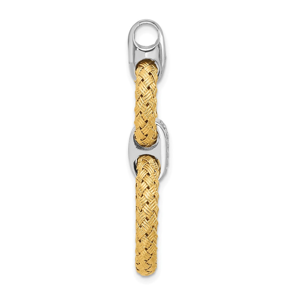 Sterling Silver Rh Plat And Gold Plated Cz Woven Circles Pendant