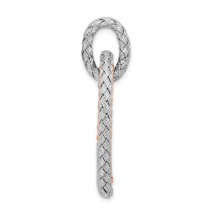 Sterling Silver Rh Plat And Rose Plated Woven Hearts Pendant