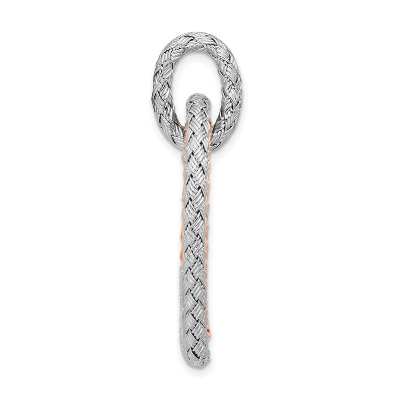 Sterling Silver Rh Plat And Rose Plated Woven Hearts Pendant