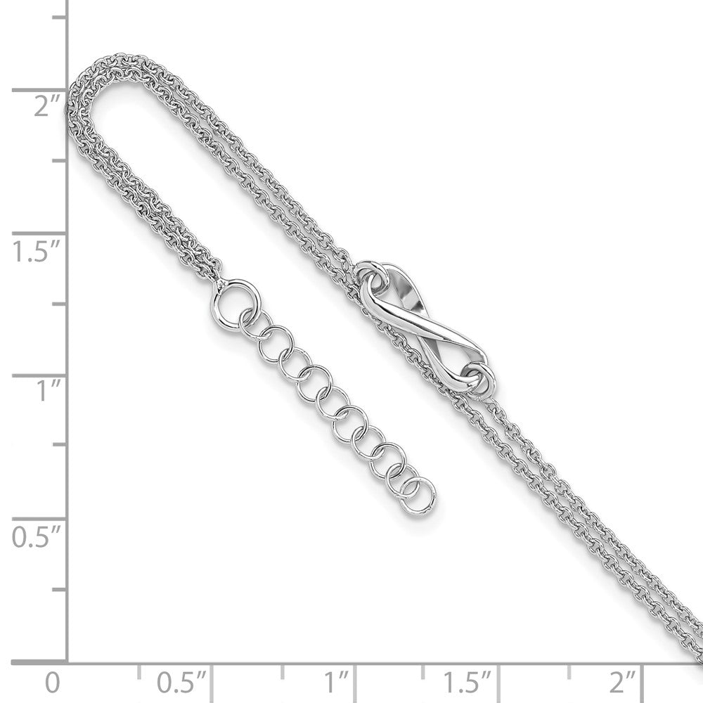 Sterling Silver Rhodium-Plated Infinity 9in. Plus 1in. Ext. Anklet